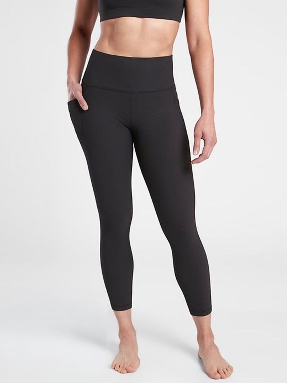 Athleta Salutation Stash Pocket II Rib 7/8 Tight in Black size XL